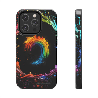 "Vibrant Swirls Painted on Black" Cell Phone Case -Tough Phone Cases