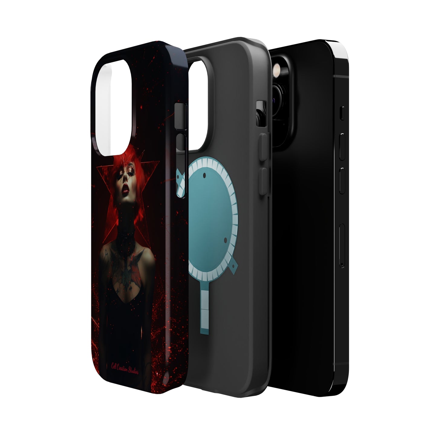 Introducing the "Inked Flame" Cell Phone Case – Embrace Fiery Elegance with a Tattooed Red-Headed Beauty -MagSafe Tough Cases