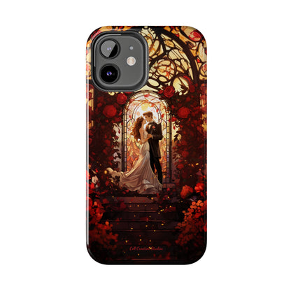 Introducing the "Stained Glass Love" Cell Phone Case – Capture the Romance of a Couple in Front of a Stained Glass Window -Tough Phone Cases