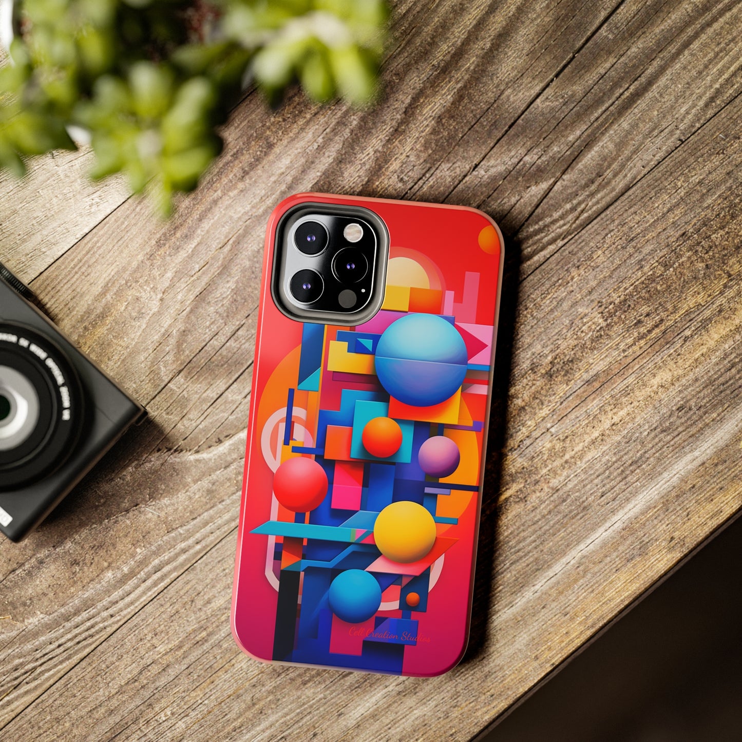 The "Geometric Red Background" Cell Phone Case- Upgrade Your Phone's Aesthetics -Tough Phone Cases