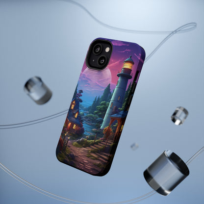 Introducing the "Tranquil Lighthouse Haven" Cell Phone Case – Embrace Serenity with a Picturesque Town and Lighthouse -MagSafe Tough Cases