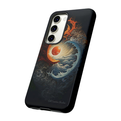 "Dual Elements Clash: Fire and Water Abstract" Phone Case -Tough Cases