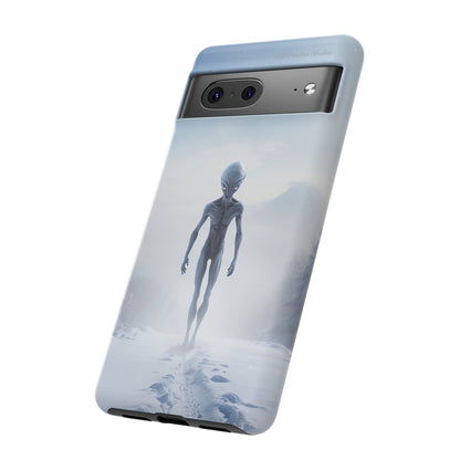 Introducing the "Frosty Extraterrestrial" Cell Phone Case – Embrace Alien Intrigue Amidst the Snowscape -Tough Cases