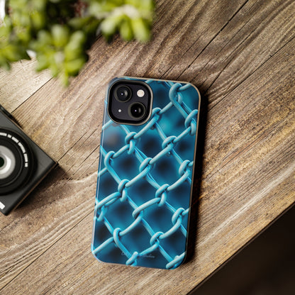 Introducing the "Elegant Chainlink" Cell Phone Case – Embrace Contemporary Style with Blue Chain Link Design -Tough Phone Cases