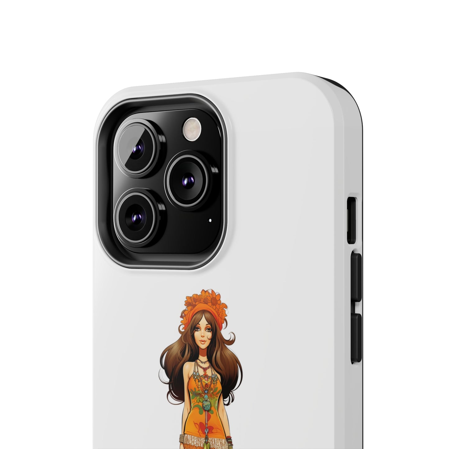 Introducing the "Groovy Hippie Chick" Cell Phone Case – Peace, Love, and Retro Style -Tough Phone Cases