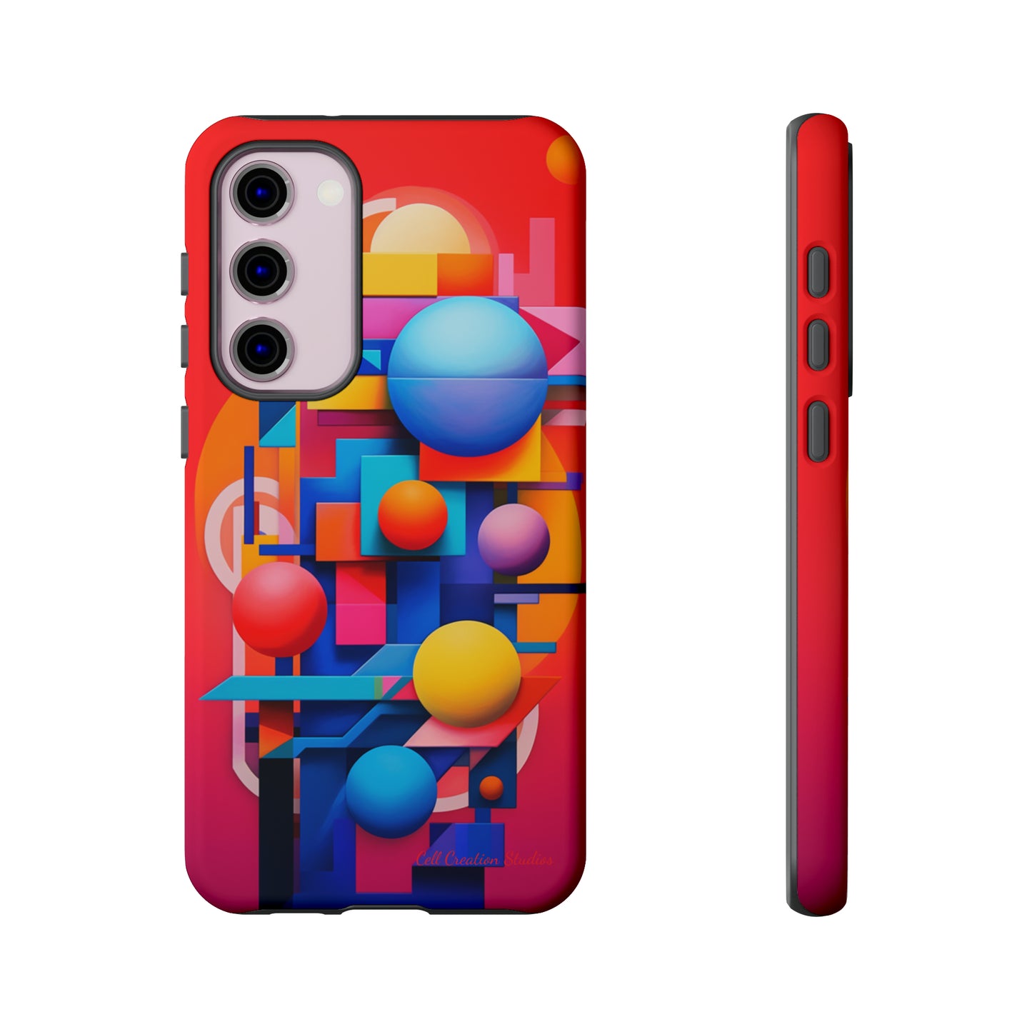 The "Geometric Red Background" Cell Phone Case- Upgrade Your Phone's Aesthetics -Tough Cases