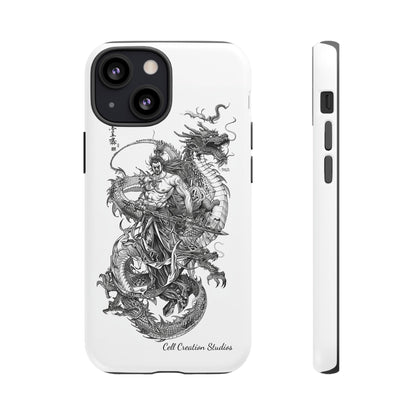 "Samurai and Dragon Sketch" -Tough iPhone Cases