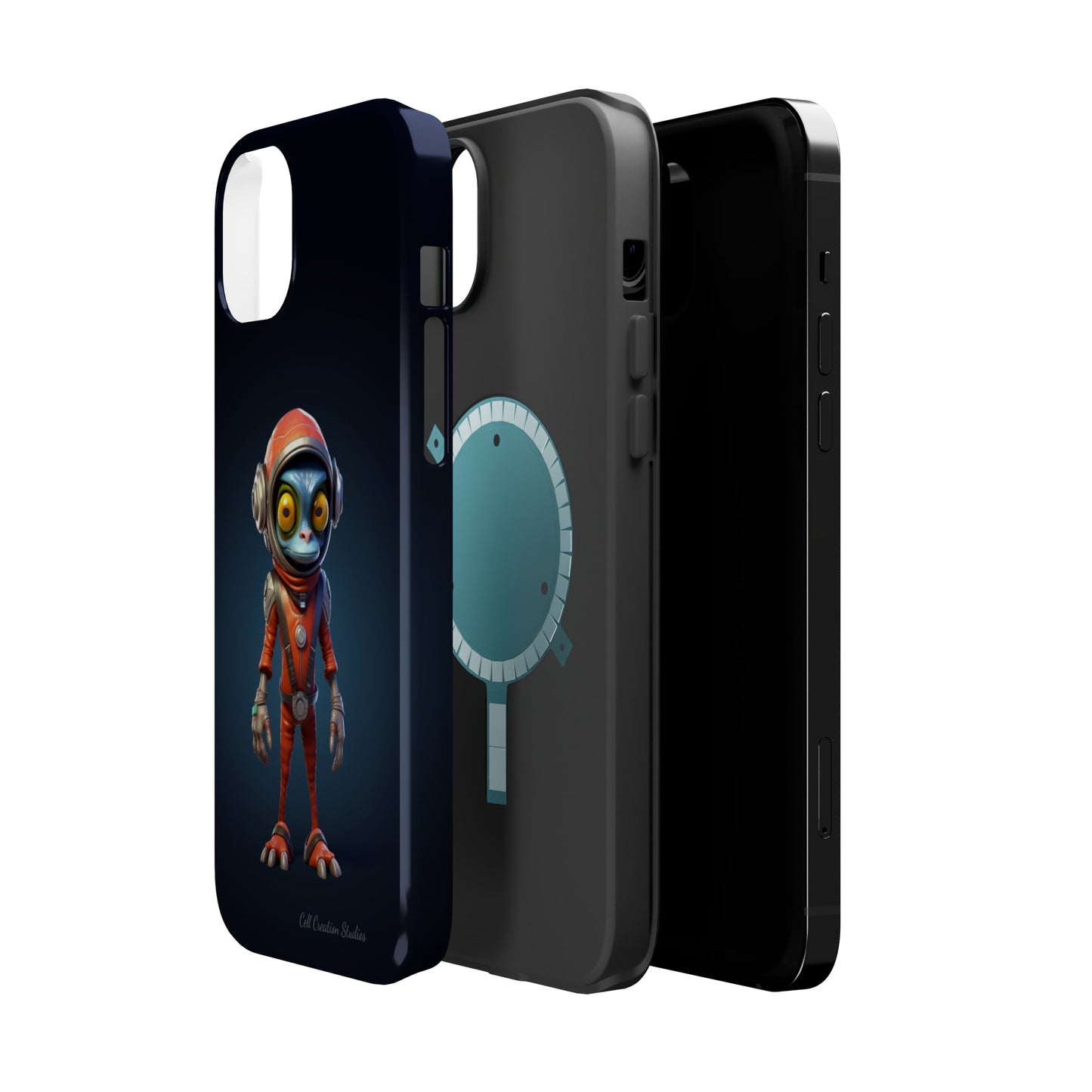 The "AstroGuard" Animated Blue Alien Astronaut Phone Case -MagSafe Tough Cases