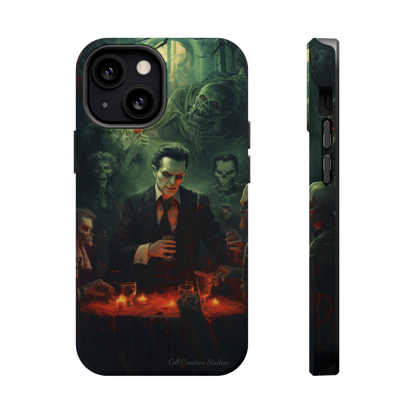 Introducing the "Dracula's Halloween Soiree" Cell Phone Case – Join the Spooky Gathering -MagSafe Tough Cases