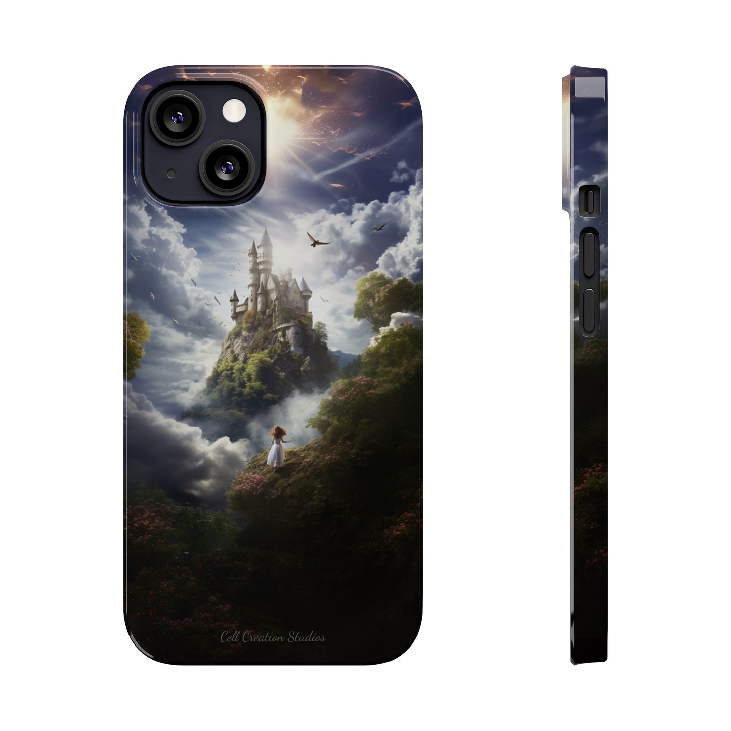 Introducing the "Enchanted Discovery" Cell Phone Case – Embark on a Journey of Magic with a Girl and a Magical Castle! -Slim Phone Cases