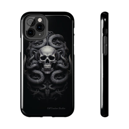 Introducing the "Monochrome Skull and Snakes" Cell Phone Case – A Bold Statement -Tough Phone Cases