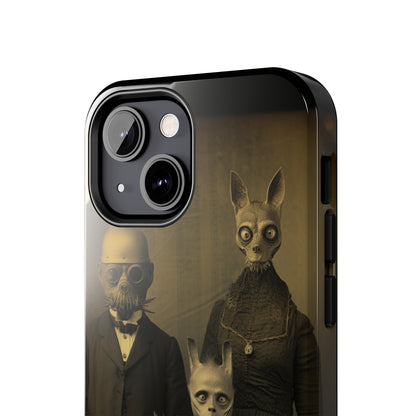 Introducing the "Vintage Odd Creatures" Cell Phone Case – Step into the Eerie Charm of a Haunting Family Portrait -Tough Phone Cases