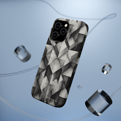 The "Black and White Geometric Pattern" Cell Phone Case- Elevate Your Phone's Style -MagSafe Tough Cases