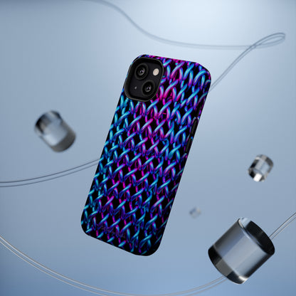 Introducing the "Neon Chainlink Glow" Cell Phone Case – Illuminate Your Style with Vibrant Chain Pattern Design -MagSafe Tough Cases