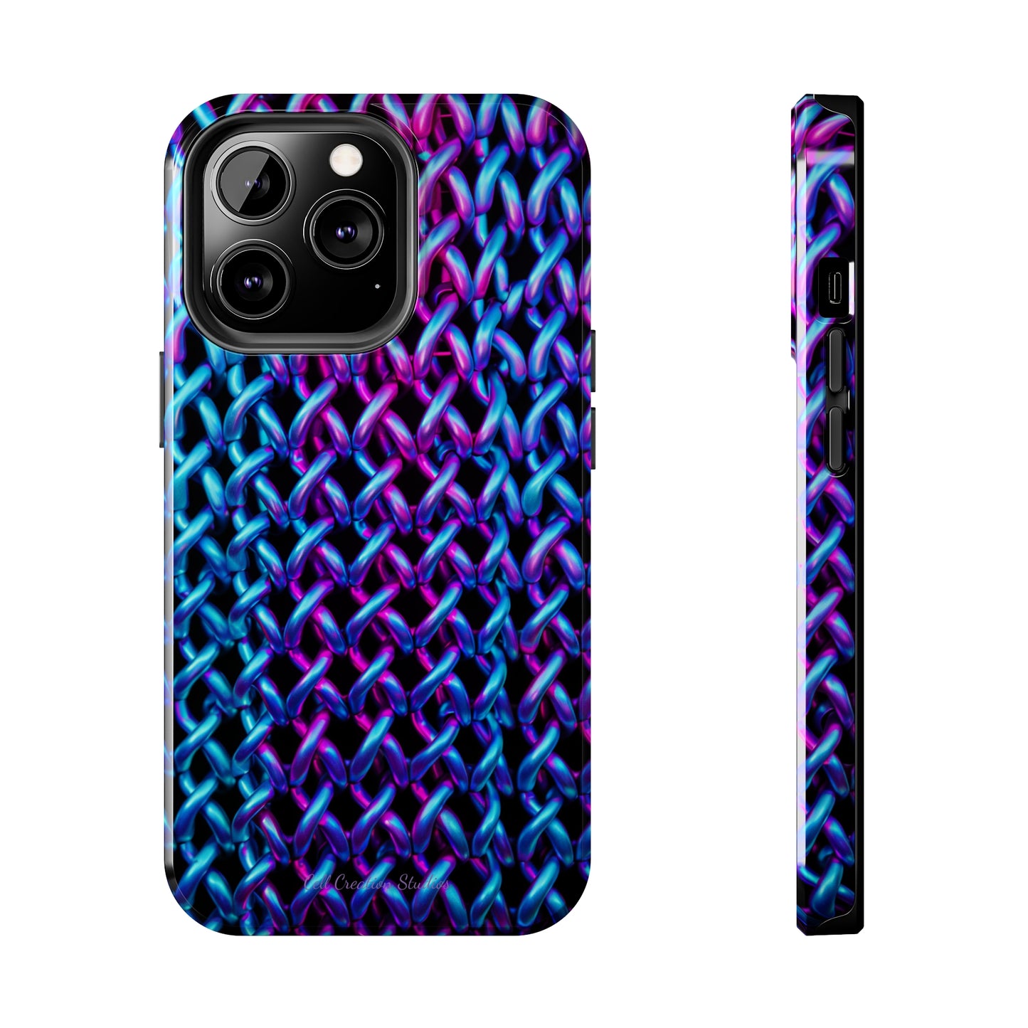 Introducing the "Neon Chainlink Glow" Cell Phone Case – Illuminate Your Style with Vibrant Chain Pattern Design -Tough Phone Cases