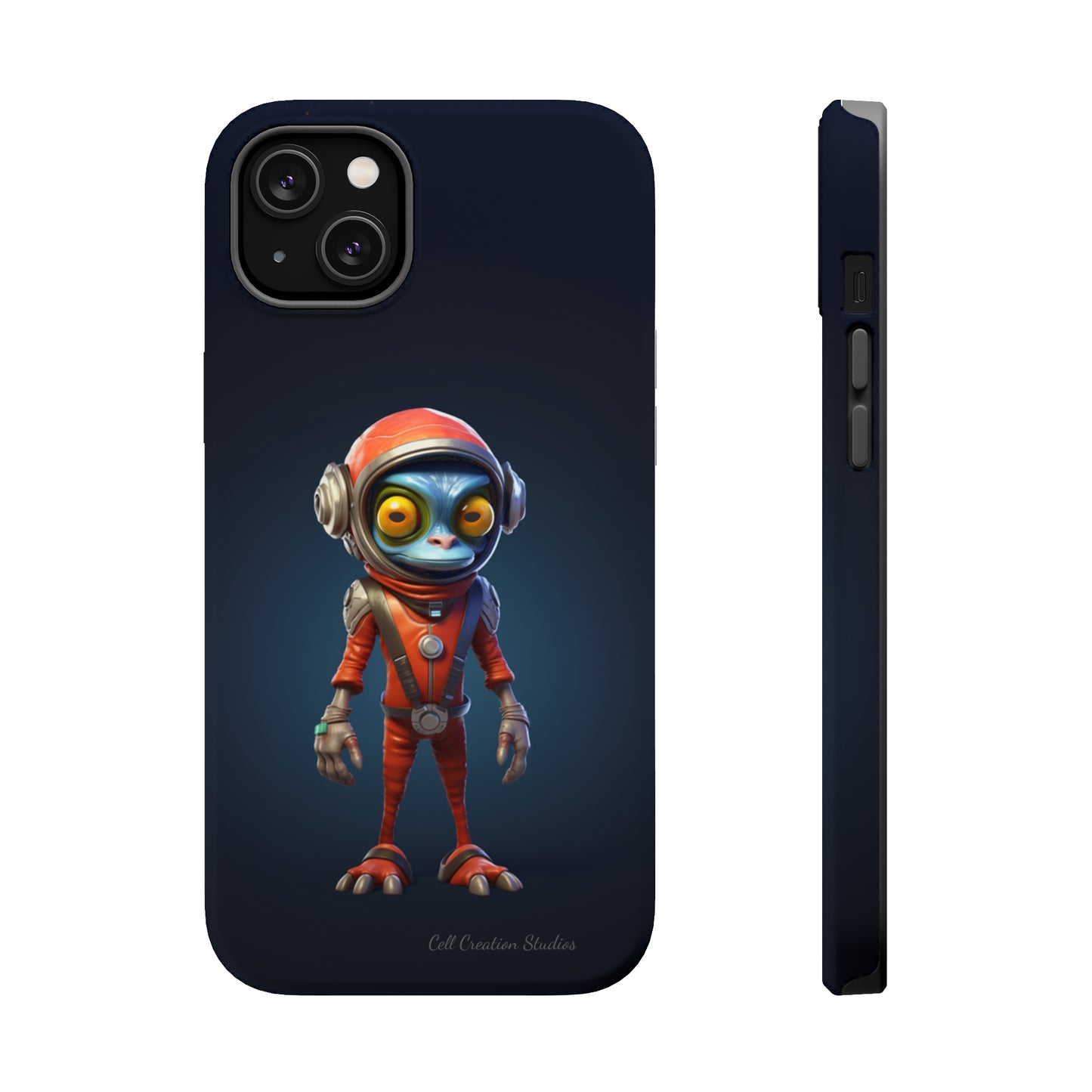 The "AstroGuard" Animated Blue Alien Astronaut Phone Case -MagSafe Tough Cases