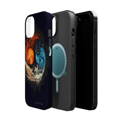 "Harmony in Contrast: Orange and Blue Yin and Yang Phone Case" -MagSafe Tough Cases