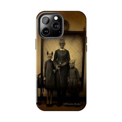 Introducing the "Vintage Odd Creatures" Cell Phone Case – Step into the Eerie Charm of a Haunting Family Portrait -Tough Phone Cases