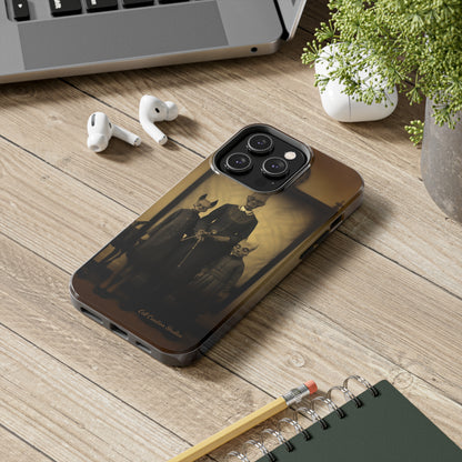 Introducing the "Vintage Odd Creatures" Cell Phone Case – Step into the Eerie Charm of a Haunting Family Portrait -Tough Phone Cases