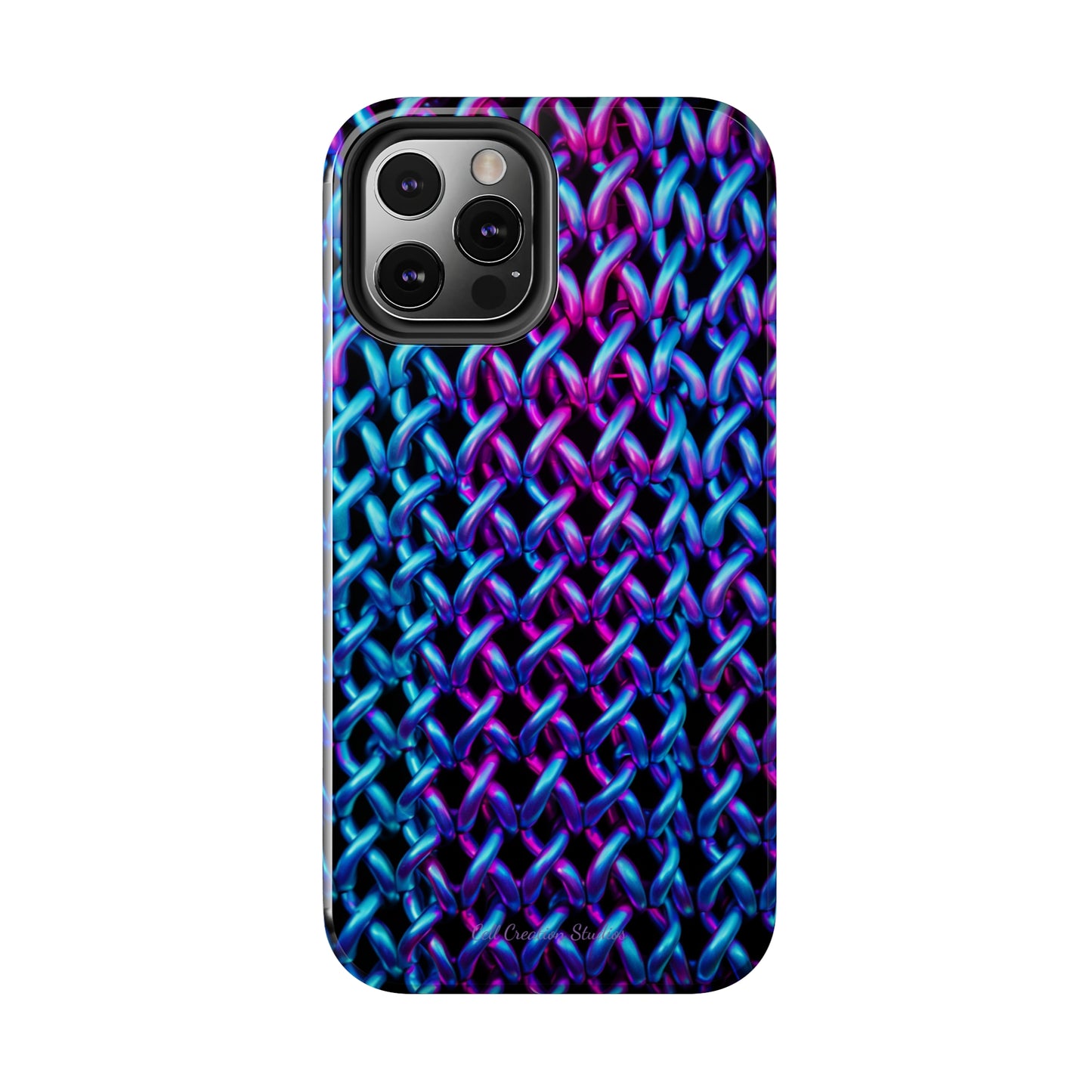 Introducing the "Neon Chainlink Glow" Cell Phone Case – Illuminate Your Style with Vibrant Chain Pattern Design -Tough Phone Cases