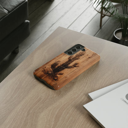 "Cactus Burnt Wood Design" Phone Case -Tough Cases