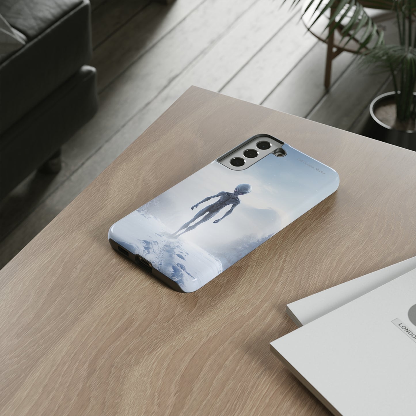 Introducing the "Frosty Extraterrestrial" Cell Phone Case – Embrace Alien Intrigue Amidst the Snowscape -Tough Cases