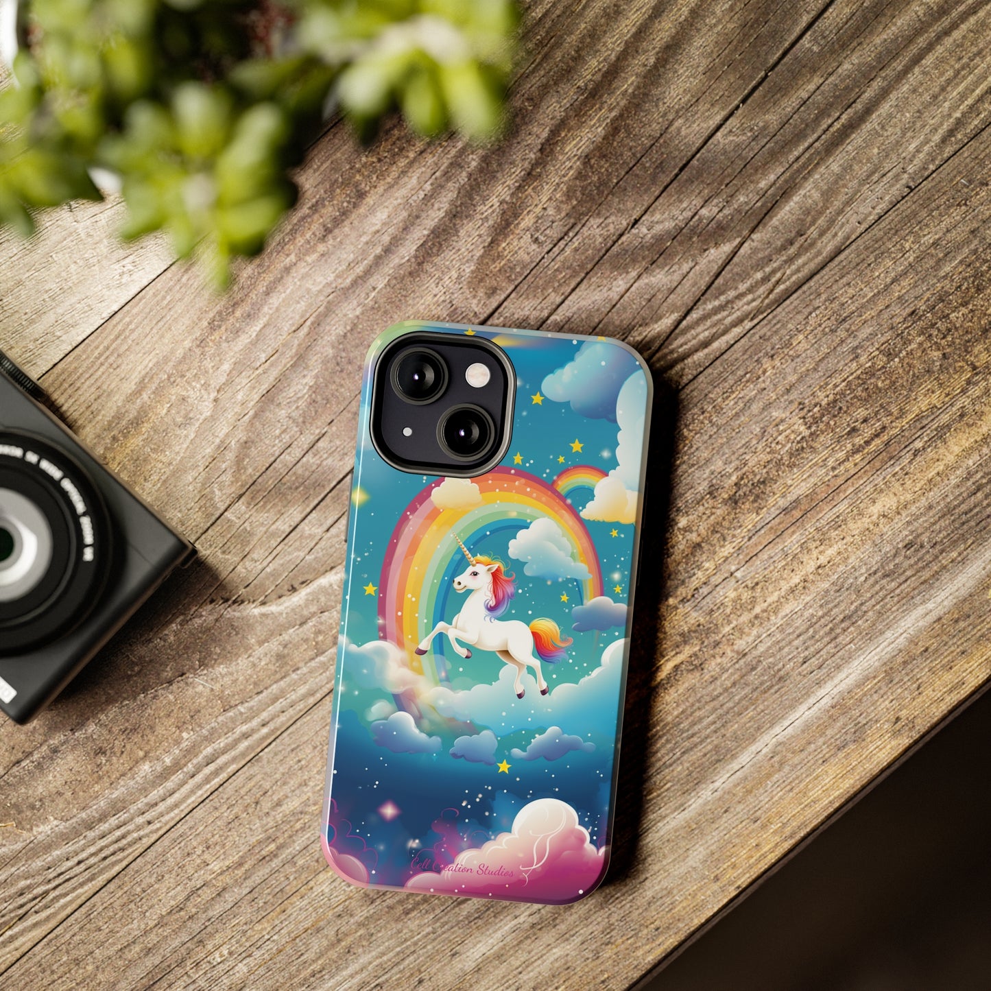 Introducing the "Rainbow Soar" Cell Phone Case – Embark on a Whimsical Journey with a Flying Unicorn -Tough Phone Cases