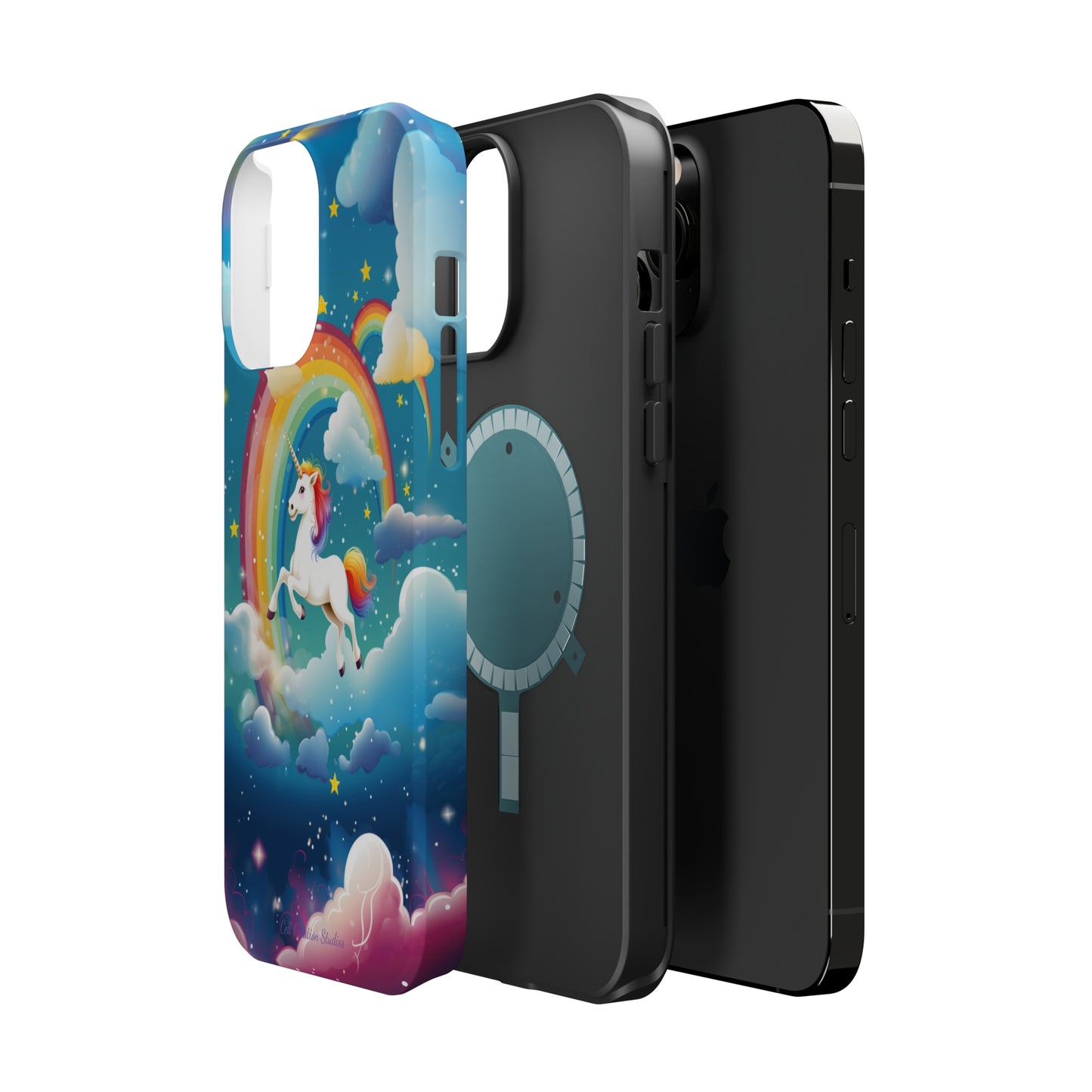 Introducing the "Rainbow Soar" Cell Phone Case – Embark on a Whimsical Journey with a Flying Unicorn -MagSafe Tough Cases