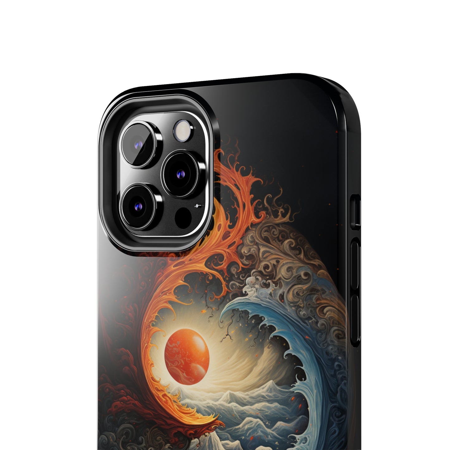 "Dual Elements Clash: Fire and Water Abstract" Phone Case -Tough Phone Cases