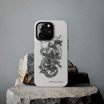 "Samurai and Dragon Sketch" -Tough iPhone Cases