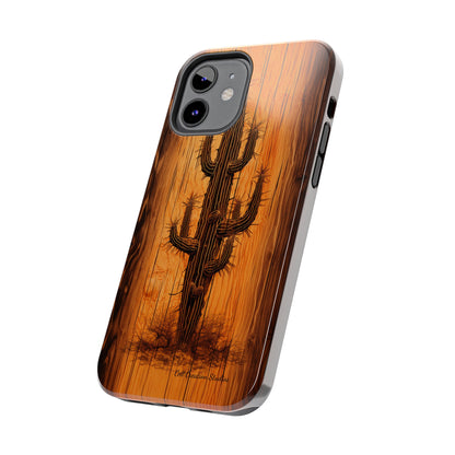 "Cactus Burnt Wood" Phone Case -Tough Phone Cases