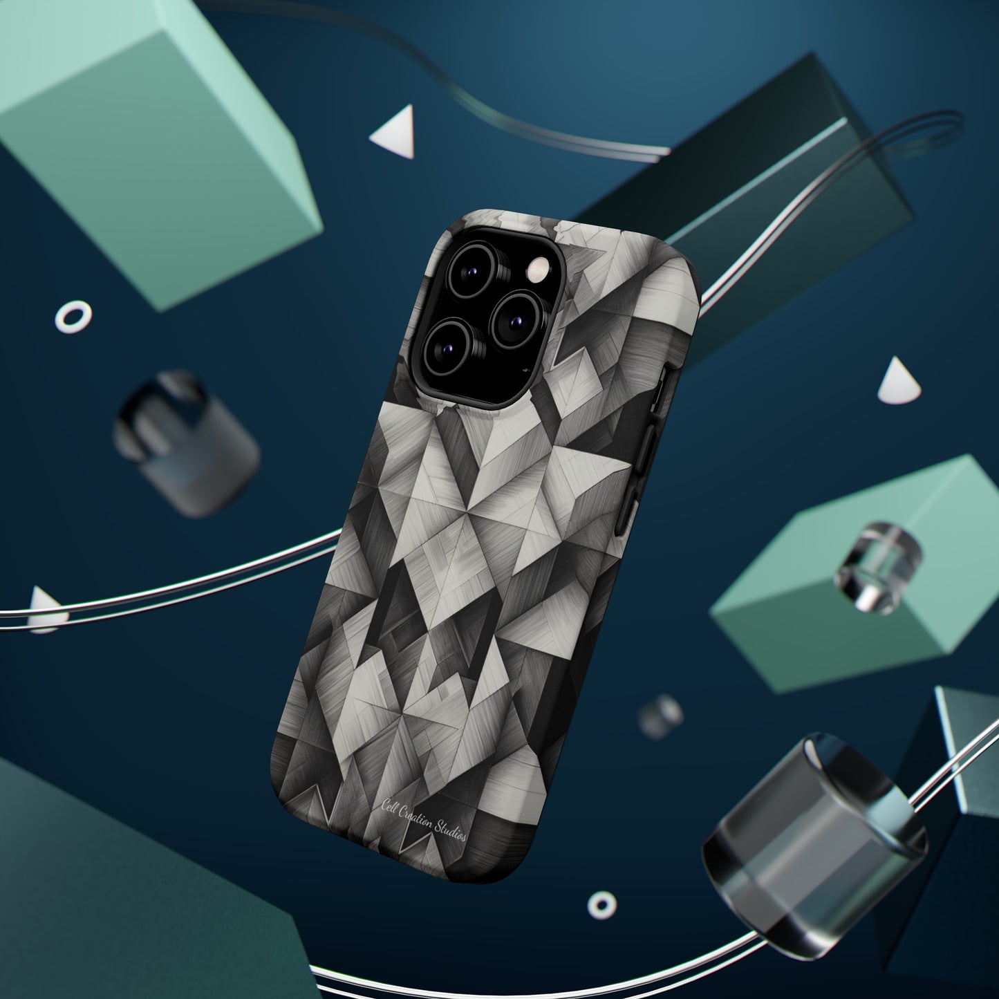 The "Black and White Geometric Pattern" Cell Phone Case- Elevate Your Phone's Style -MagSafe Tough Cases