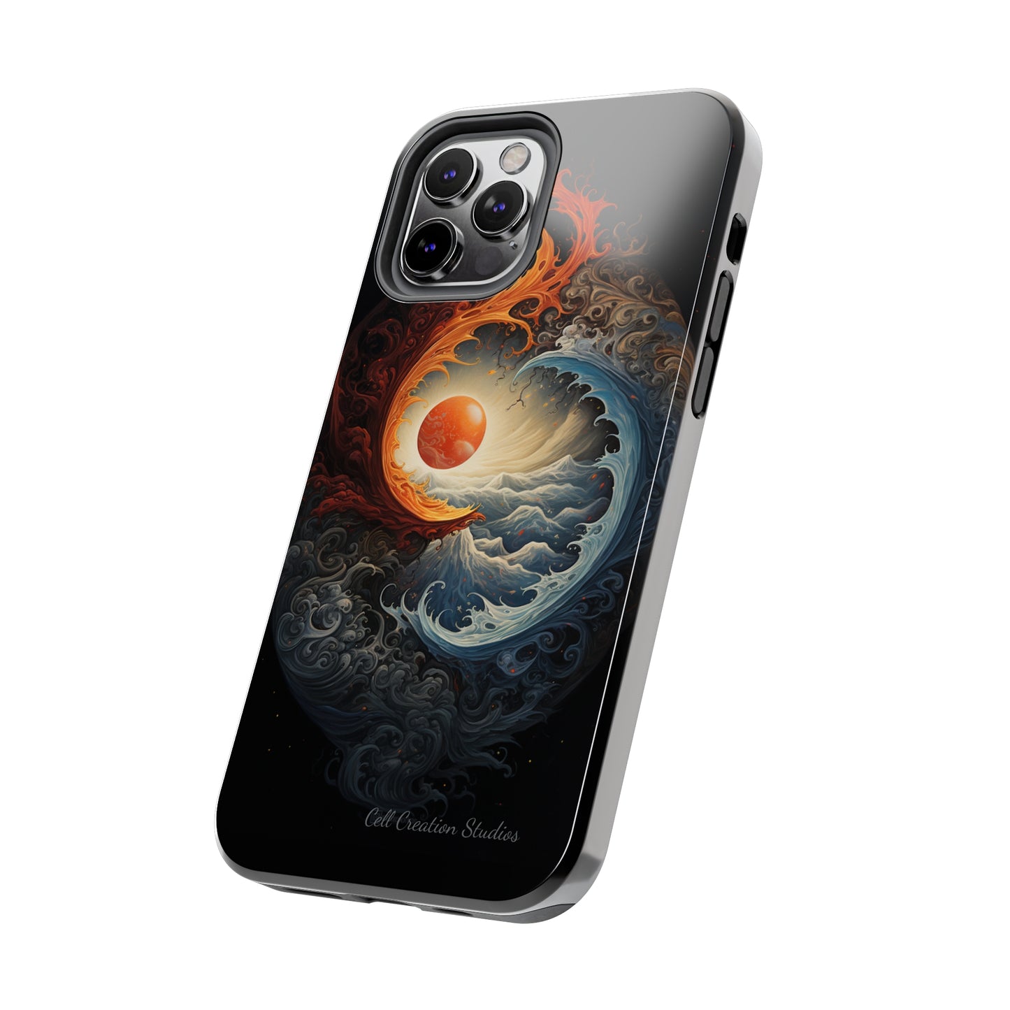 "Dual Elements Clash: Fire and Water Abstract" Phone Case -Tough Phone Cases