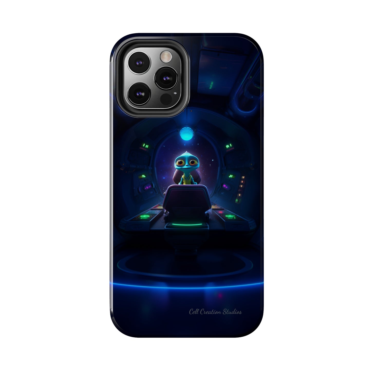 The "Galactic Buddy" Blue Alien Spaceship Phone Case -Tough Phone Cases