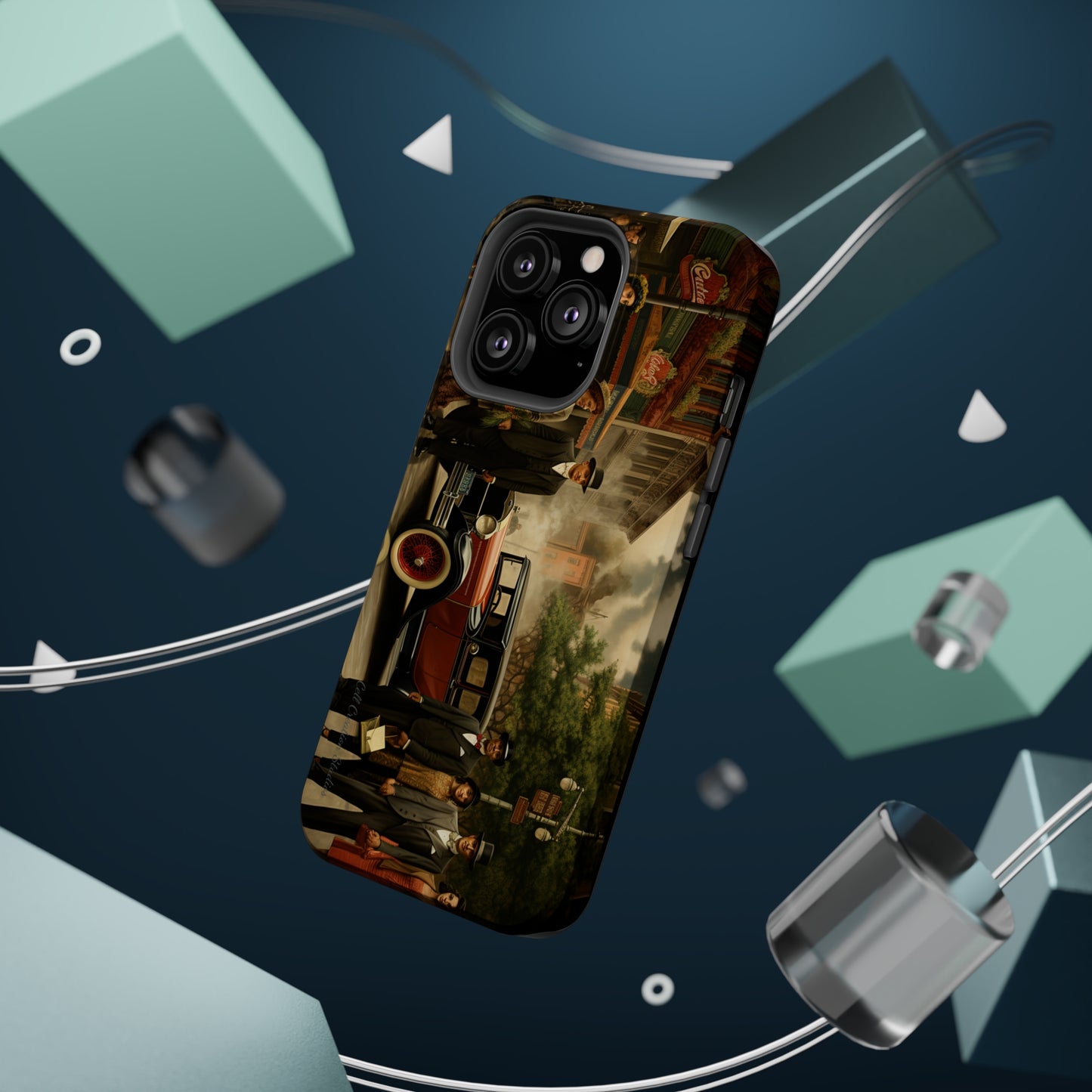 Introducing the "1920s Americana Revival" Cell Phone Case – Step into Nostalgic Elegance with a Vintage Street Scene! -MagSafe Tough Cases