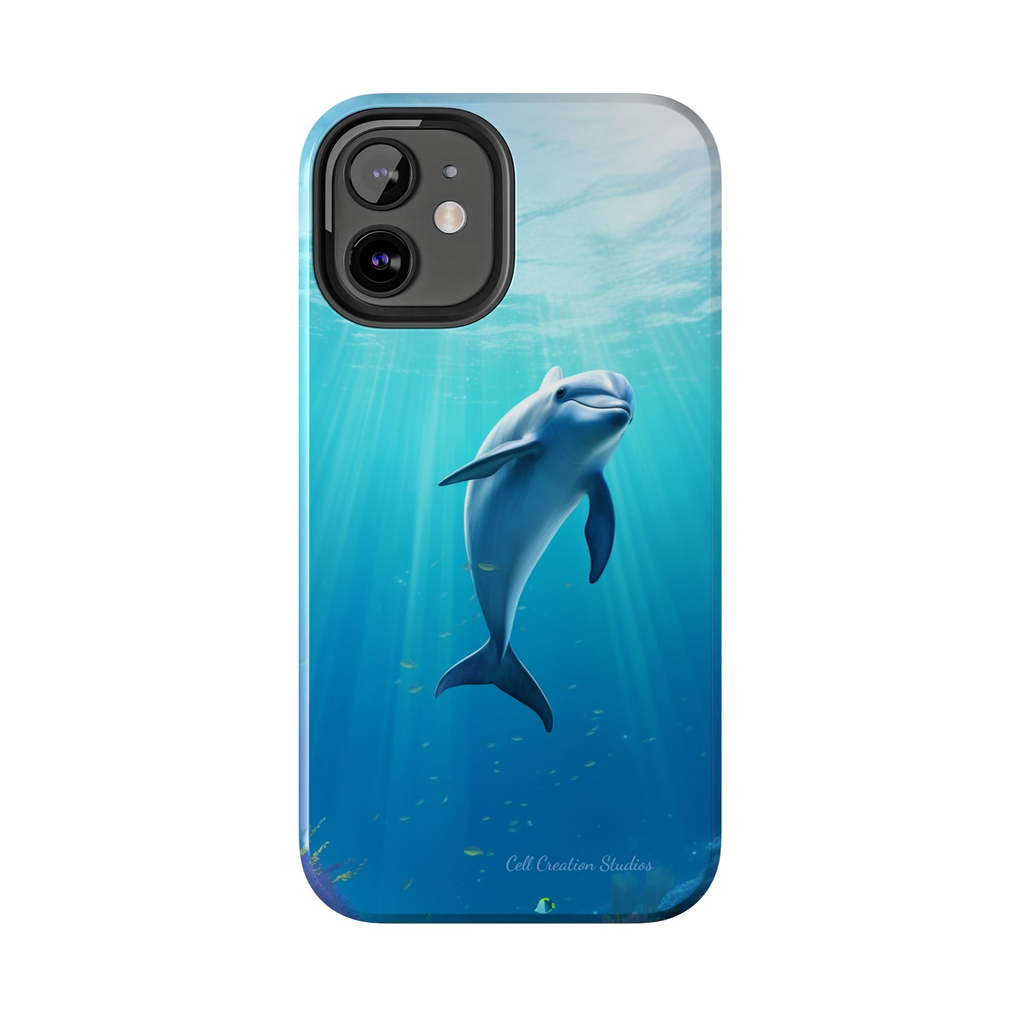 Introducing the "Dolphin Serenity" Cell Phone Case – Dive into Tranquility with a Graceful Dolphin -Tough Phone Cases