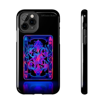 Introducing the "Neon Ace of Hearts" Cell Phone Case – Elevate Your Style with a Dazzling Card -Tough Phone Cases