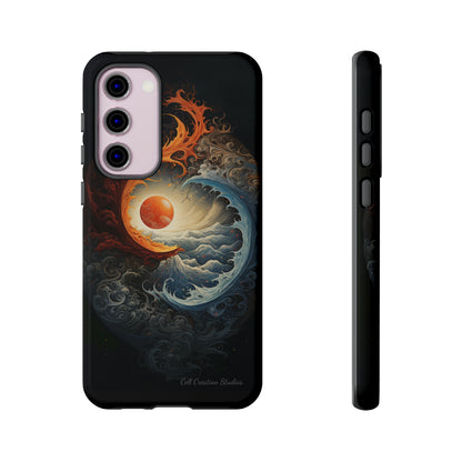 "Dual Elements Clash: Fire and Water Abstract" Phone Case -Tough Cases