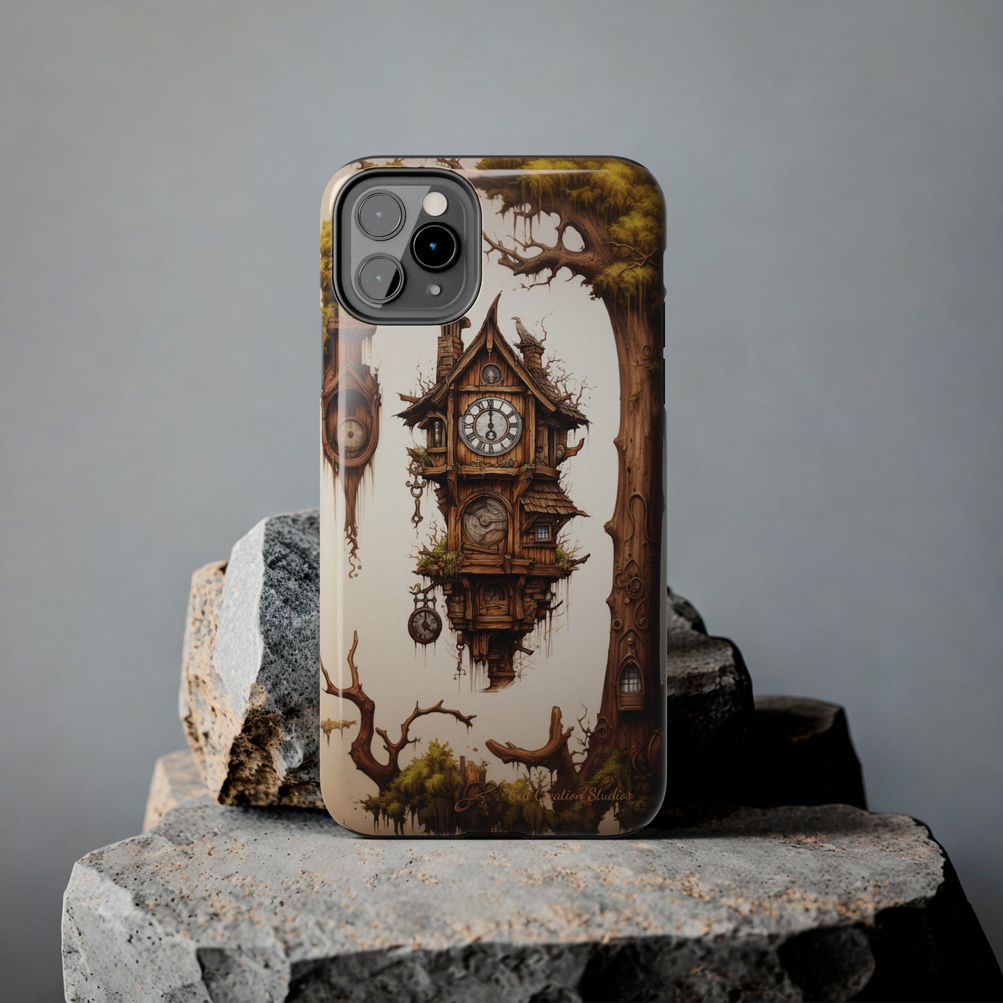 Introducing the "Mystical Wooden Clock" Cell Phone Case – Embrace Enchantment and Timeless Beauty -Tough Phone Cases