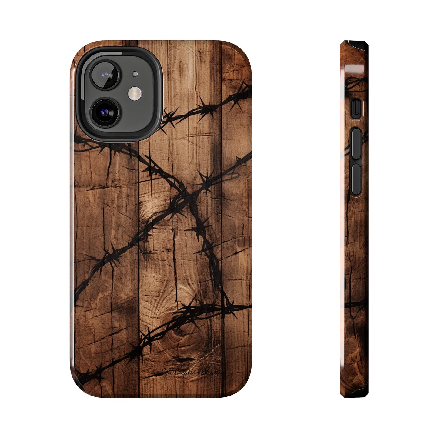 "Elegant Barb Wire on Wood" Embrace Rustic Style -Tough Phone Cases