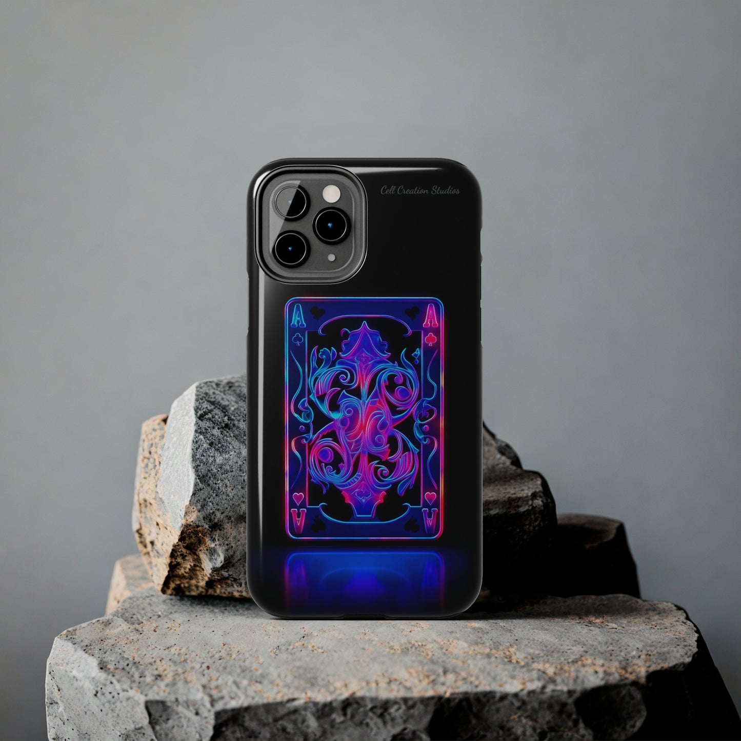 Introducing the "Neon Ace of Hearts" Cell Phone Case – Elevate Your Style with a Dazzling Card -Tough Phone Cases