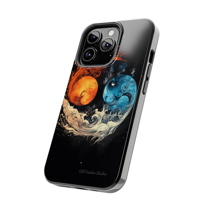 "Harmony in Contrast: Orange and Blue Yin and Yang Phone Case" -Tough Phone Cases