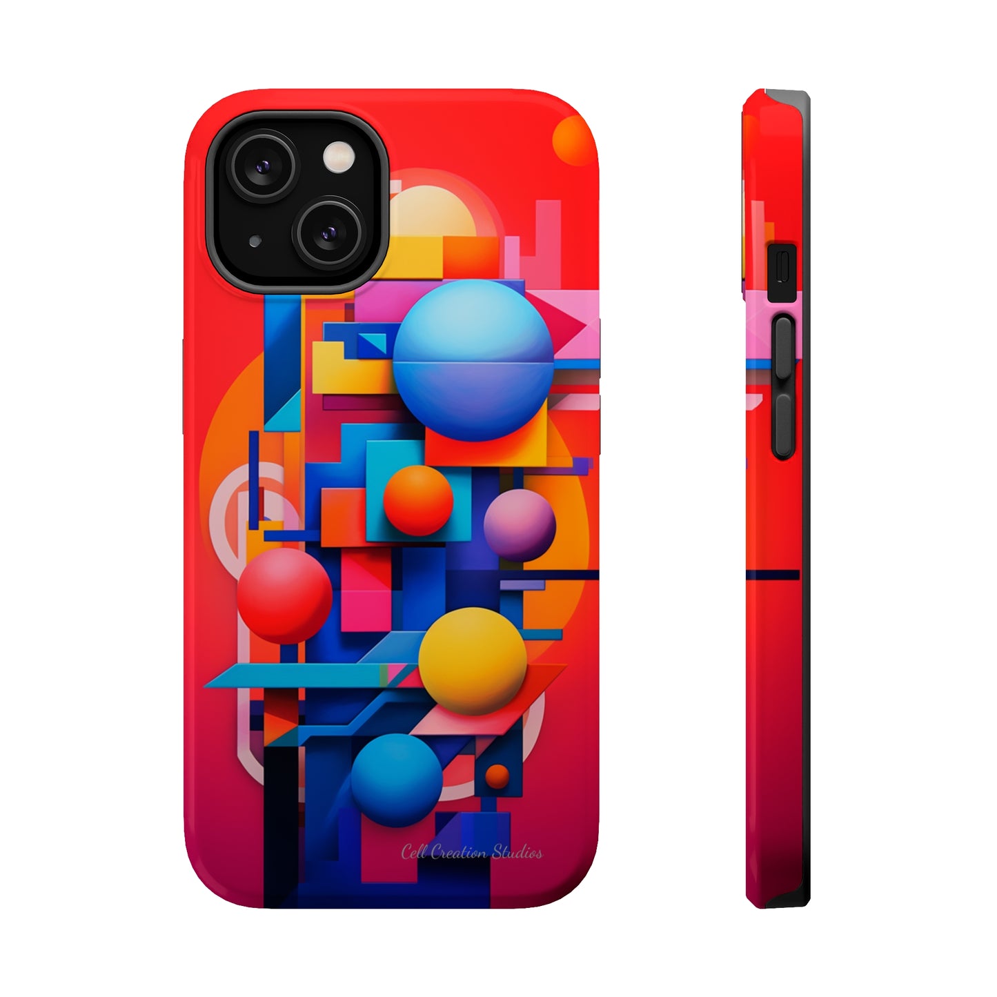 The "Geometric Red Background" Cell Phone Case- Upgrade Your Phone's Aesthetics -MagSafe Tough Cases