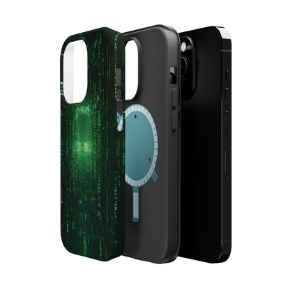 Introducing our "Digital Code Stream" Cell Phone Case – where style meets technology for your device's protection -MagSafe Tough Cases