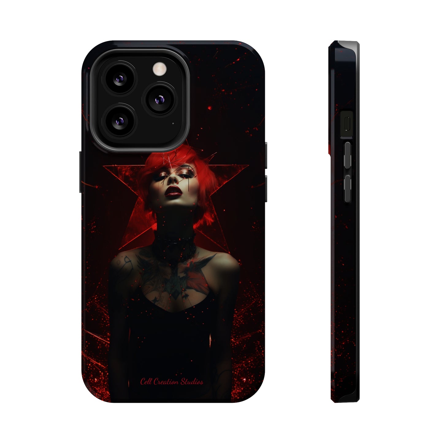 Introducing the "Inked Flame" Cell Phone Case – Embrace Fiery Elegance with a Tattooed Red-Headed Beauty -MagSafe Tough Cases