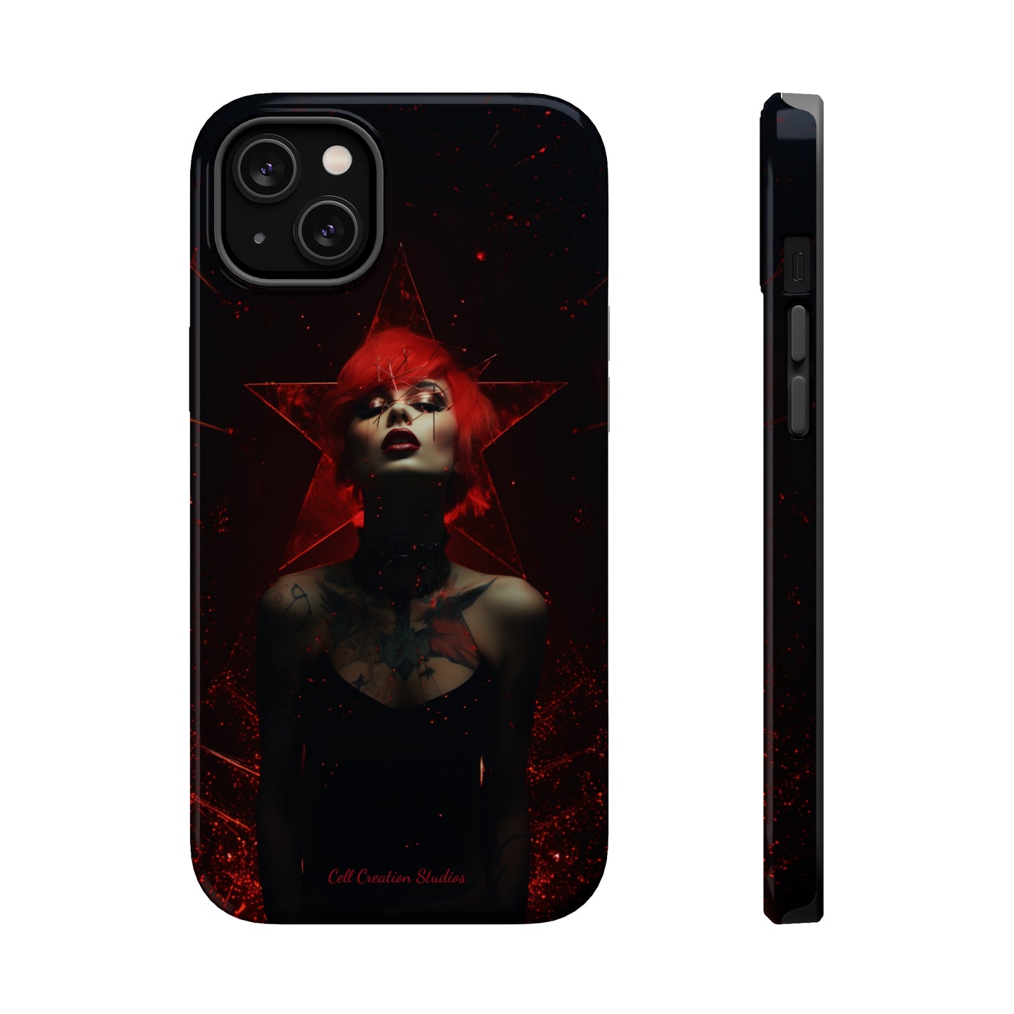 Introducing the "Inked Flame" Cell Phone Case – Embrace Fiery Elegance with a Tattooed Red-Headed Beauty -MagSafe Tough Cases