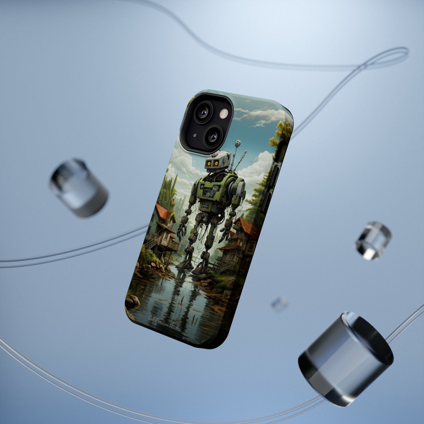 Introducing the "Robo-Rescue" Cell Phone Case – Witness a Heartwarming Scene of Robot Seeking Assistance -MagSafe Tough Cases