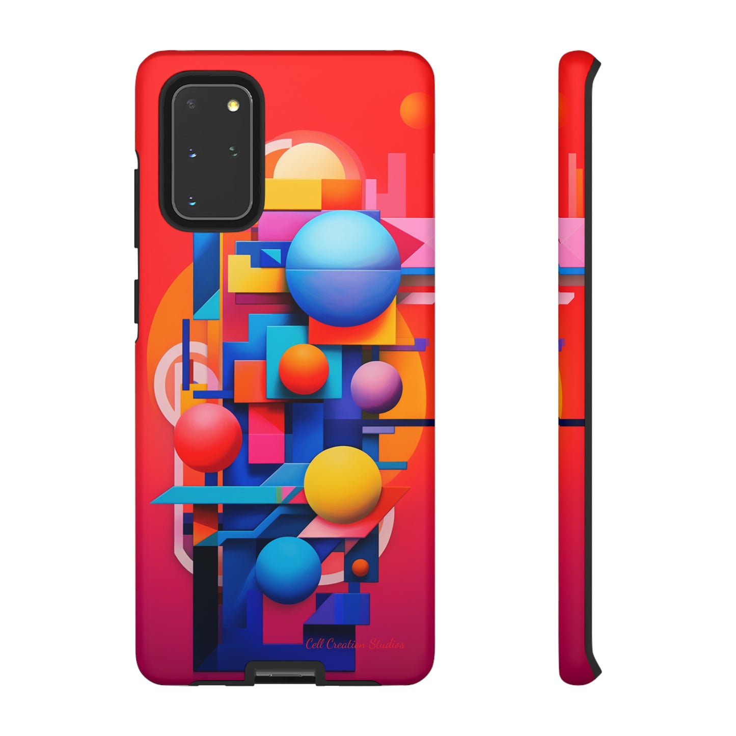 The "Geometric Red Background" Cell Phone Case- Upgrade Your Phone's Aesthetics -Tough Cases