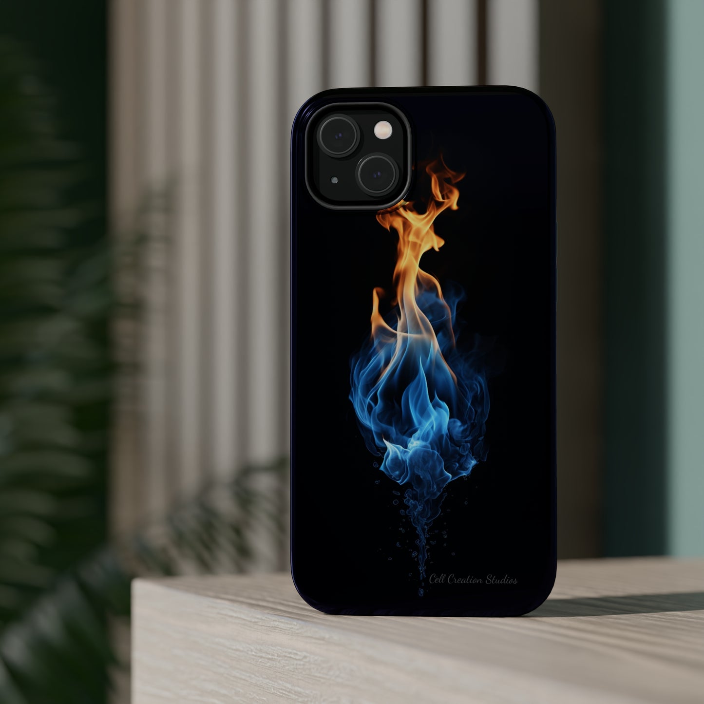 "Elegant Blue and Orange Flame" Phone Case: Ignite Your Style -MagSafe Tough Cases