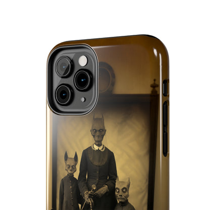 Introducing the "Vintage Odd Creatures" Cell Phone Case – Step into the Eerie Charm of a Haunting Family Portrait -Tough Phone Cases